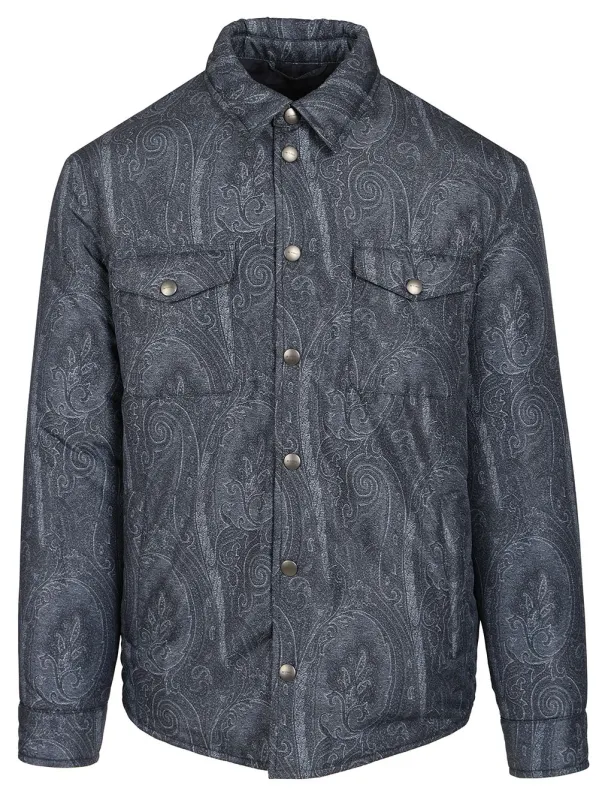 Paisley Decoration Overshirt Jackets Blue made by Etro