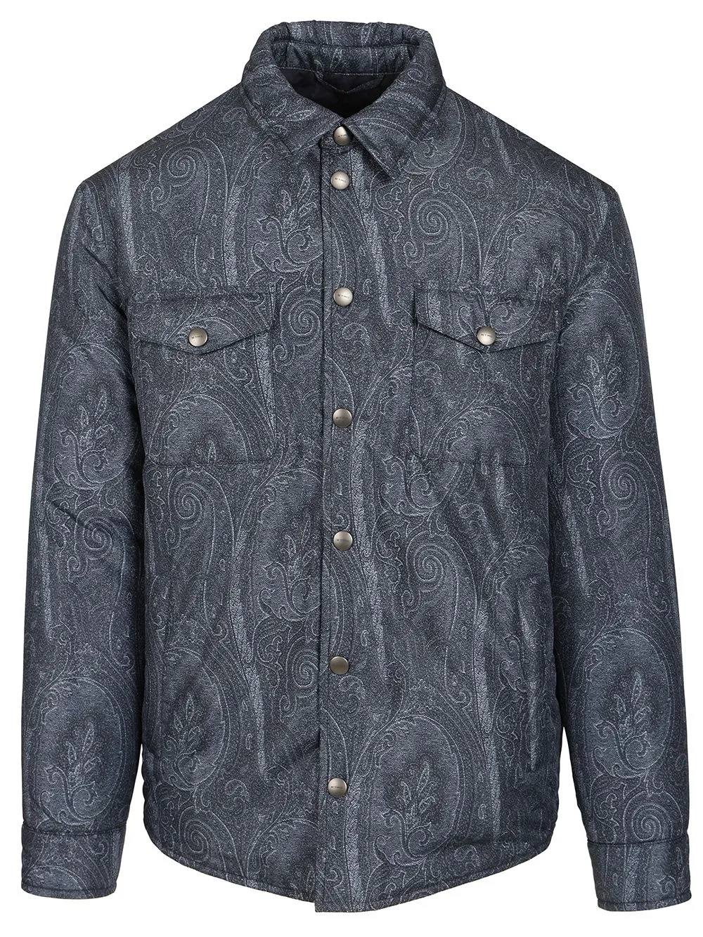 Paisley Decoration Overshirt Jackets Blue sold by Wanan Luxury