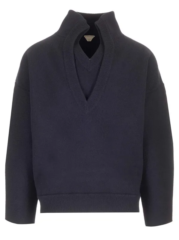 Compact Wool Sweater Knitwear Blue made by Bottega Veneta
