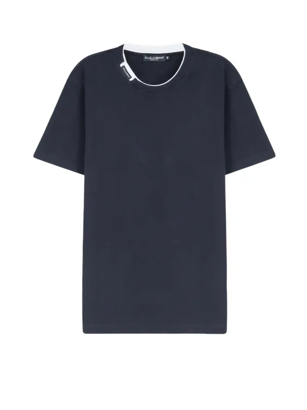 Cotton T-Shirt With Contrasting Profile made by Dolce & Gabanna