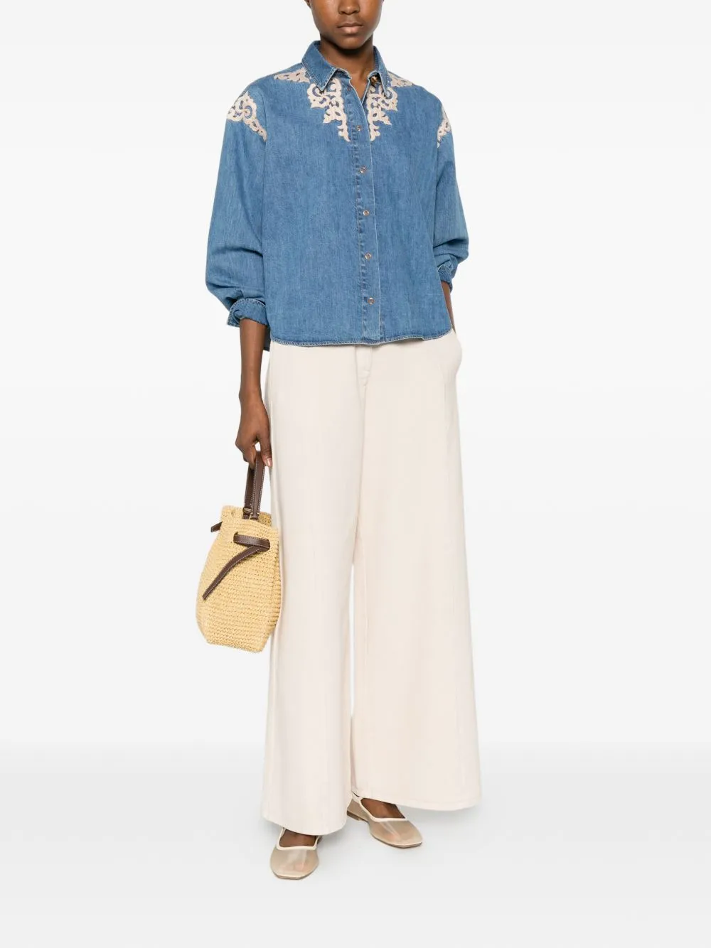 Cotton Wide-Leg Trousers sold by Wanan Luxury product image thumbnail 2