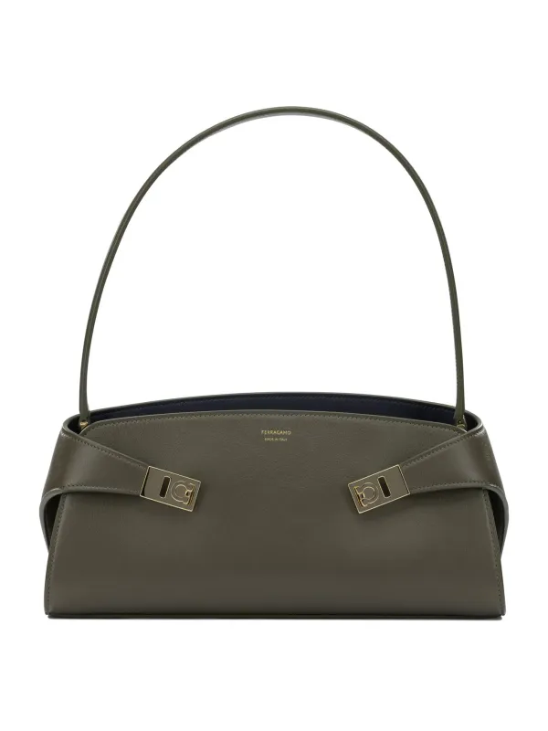 Hug East-West Shoulder Bags Green made by Salvatore Ferragamo