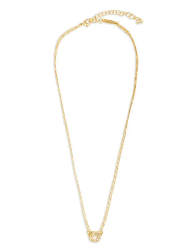 Double Chain Gancini Necklace With Crystals made by Salvatore Ferragamo