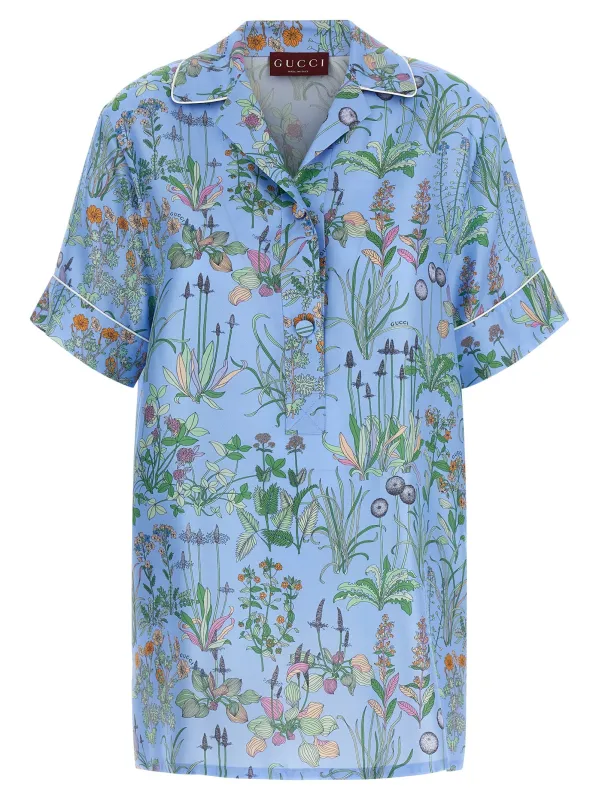 Silk Blouse Shirt And Blouse Light Blue made by Gucci
