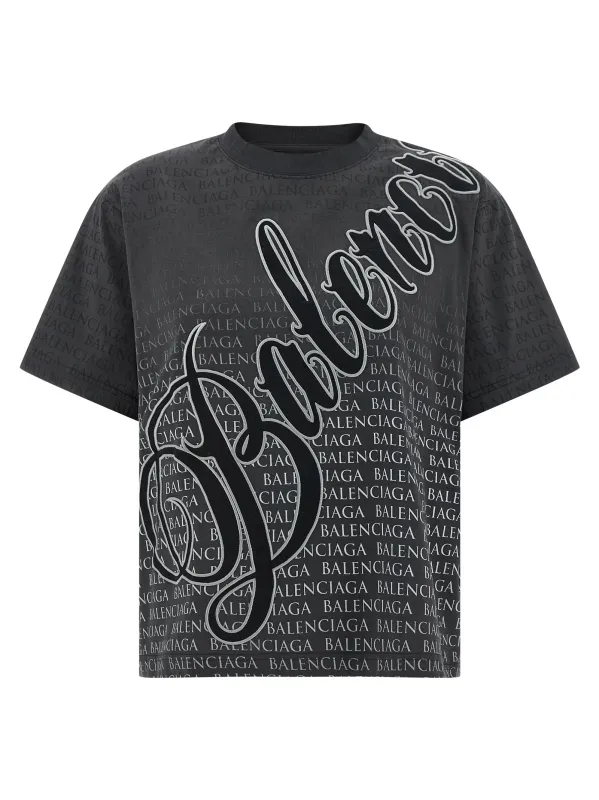 Cursive T-Shirt Black made by Balenciaga