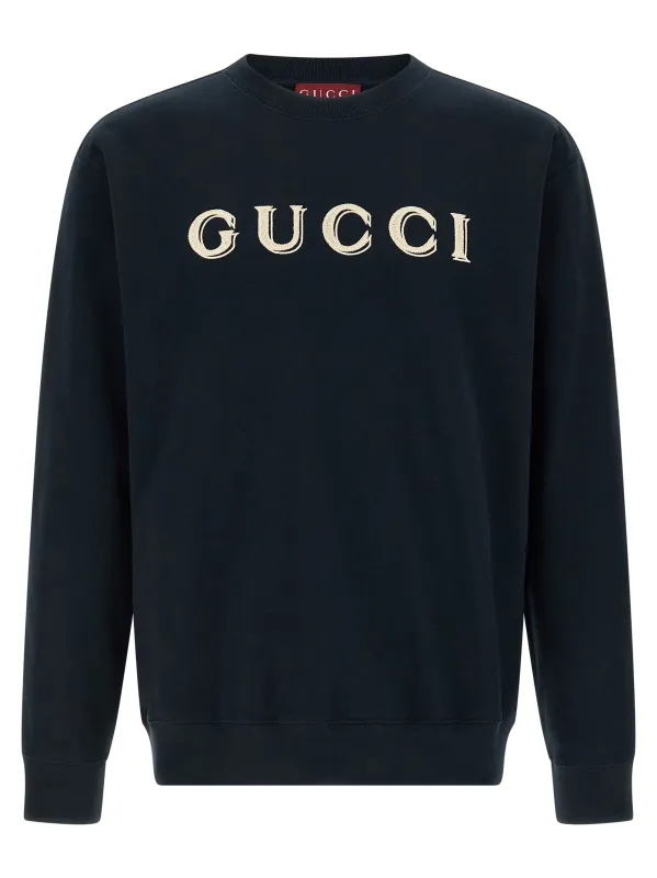 Logo Embroidery Sweatshirt Blue made by Gucci