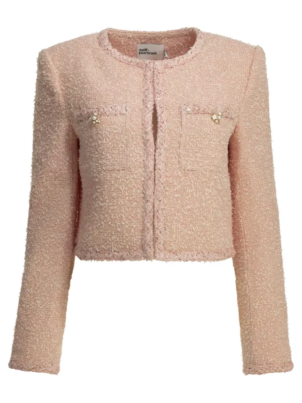 Bouclé Blazer Jackets And Coats Pink made by Self-Portrait