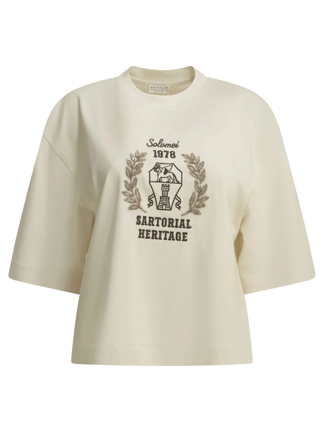 Crew-Neck T-Shirt With Logo T-Shirts Beige sold by Wanan Luxury
