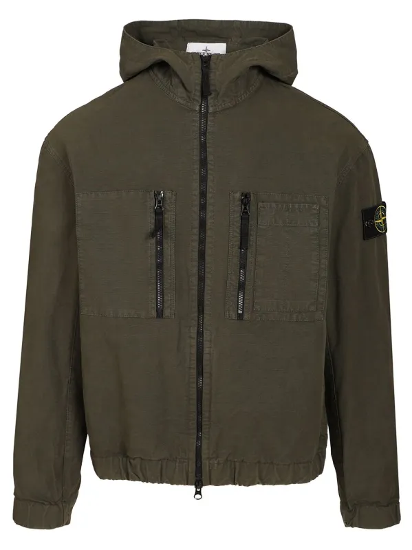 Organic Cotton Ripstop Hooded Overshirt Sweatshirts Grey made by Stone Island