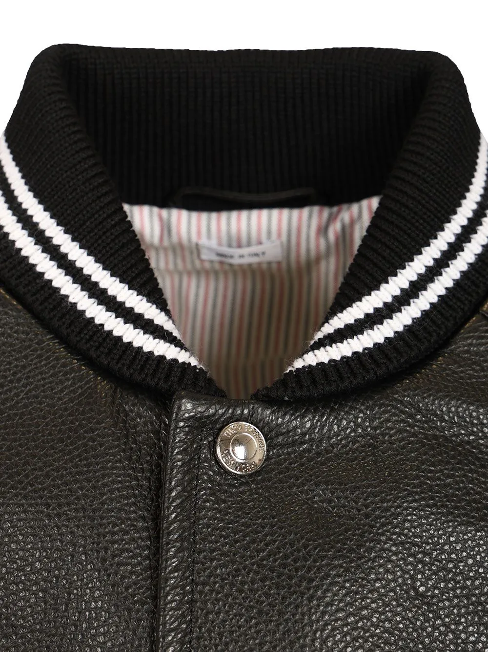 4-Bar Leather Bomber Jacket Black sold by Wanan Luxury product image thumbnail 4