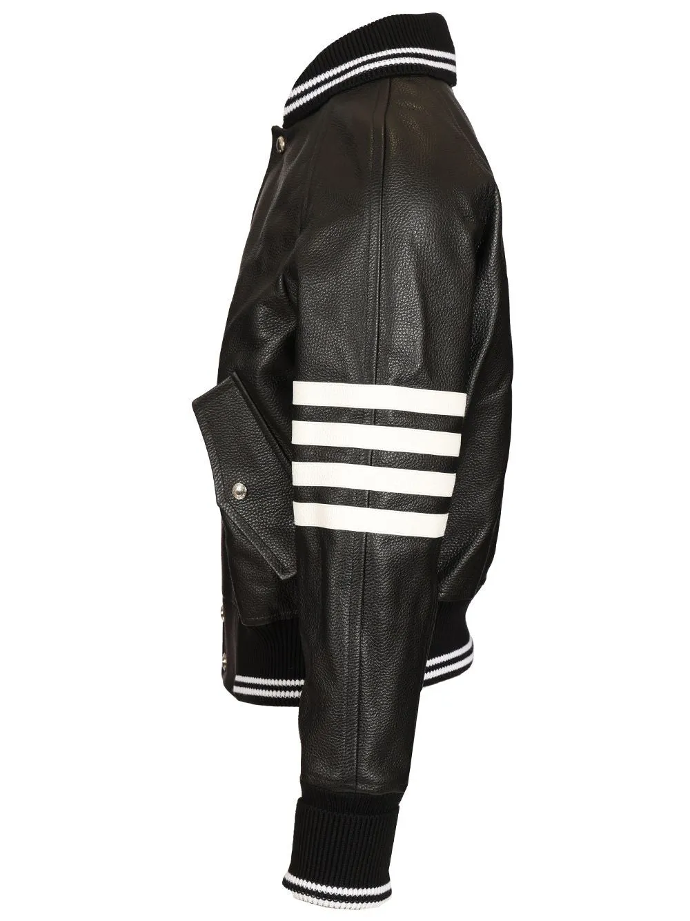 4-Bar Leather Bomber Jacket Black sold by Wanan Luxury product image thumbnail 3
