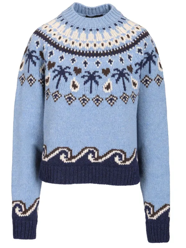 Sweet Winter Sweater Knitwear Light Blue made by ALANUI