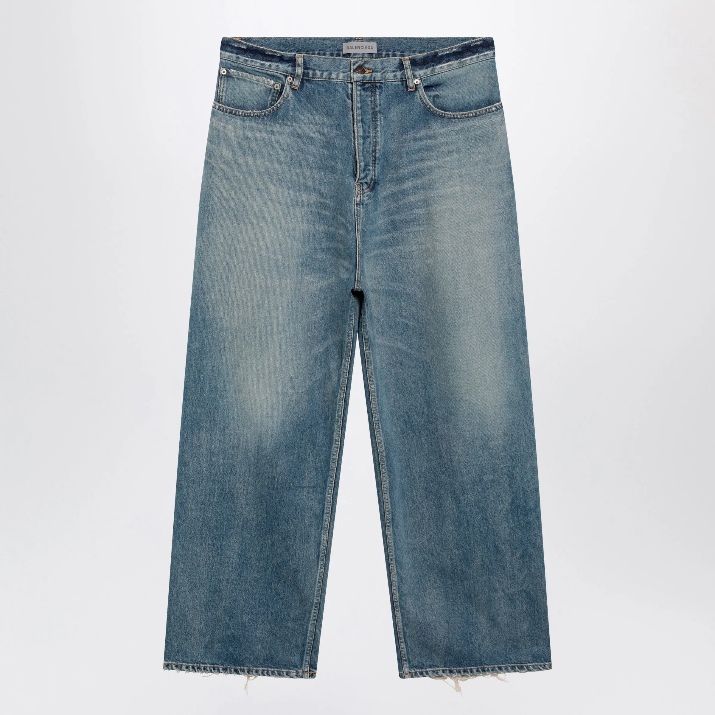 Baggy Jeans In Blue Cotton Denim sold by Wanan Luxury