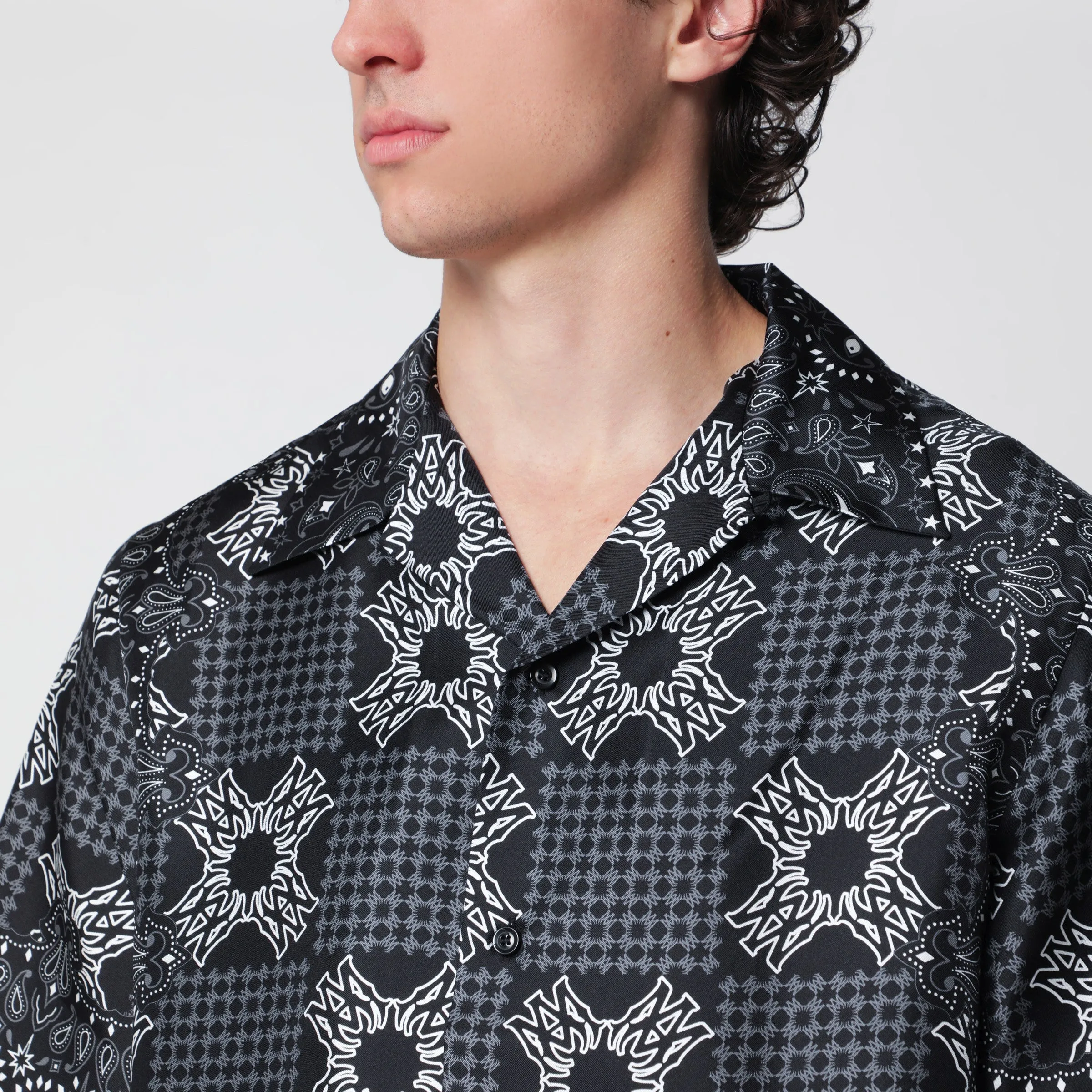 Ma Check Camp Checked Silk Camp Shirt In Black sold by Wanan Luxury product image thumbnail 2
