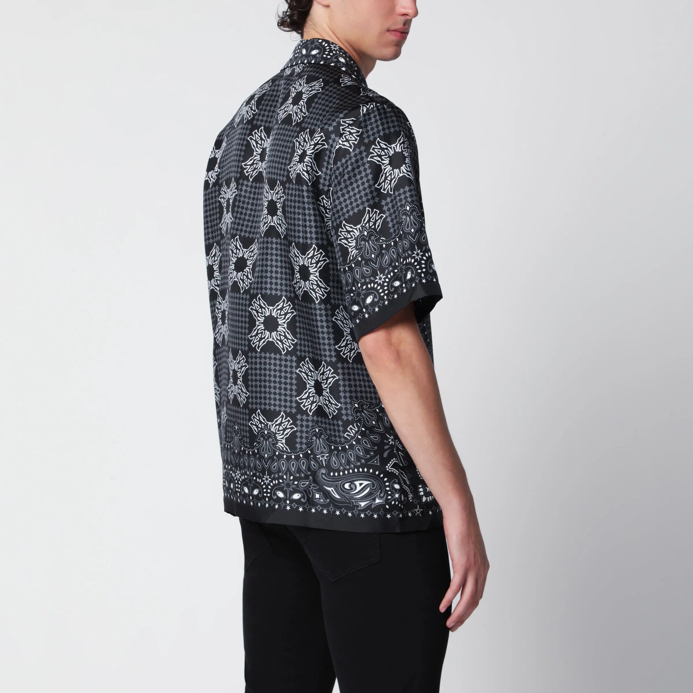 Ma Check Camp Checked Silk Camp Shirt In Black sold by Wanan Luxury product image thumbnail 3