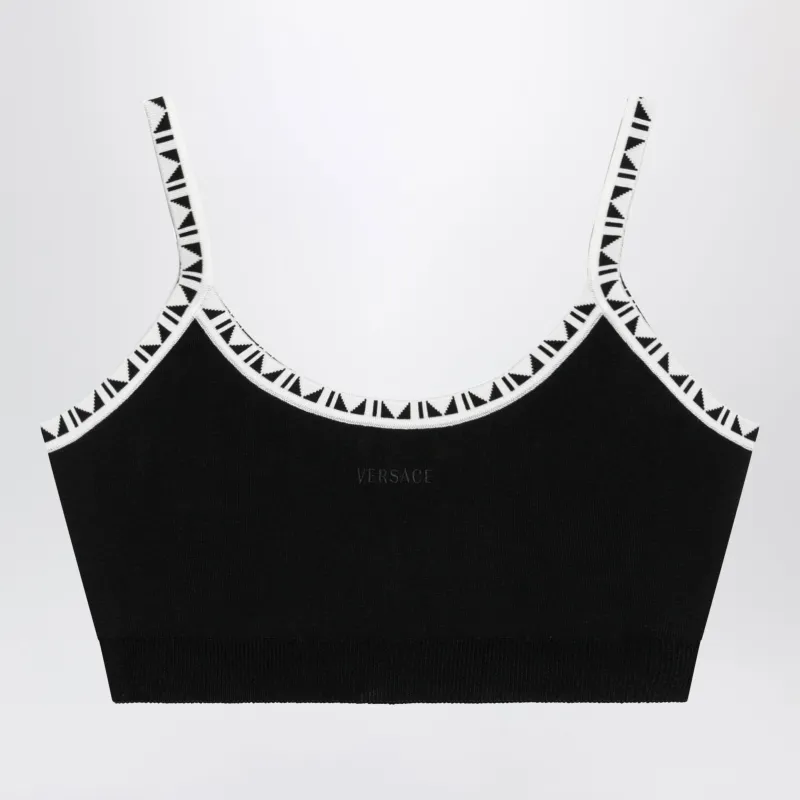 Black Viscose-Blend Cropped Top With Jacquard Details made by Versace