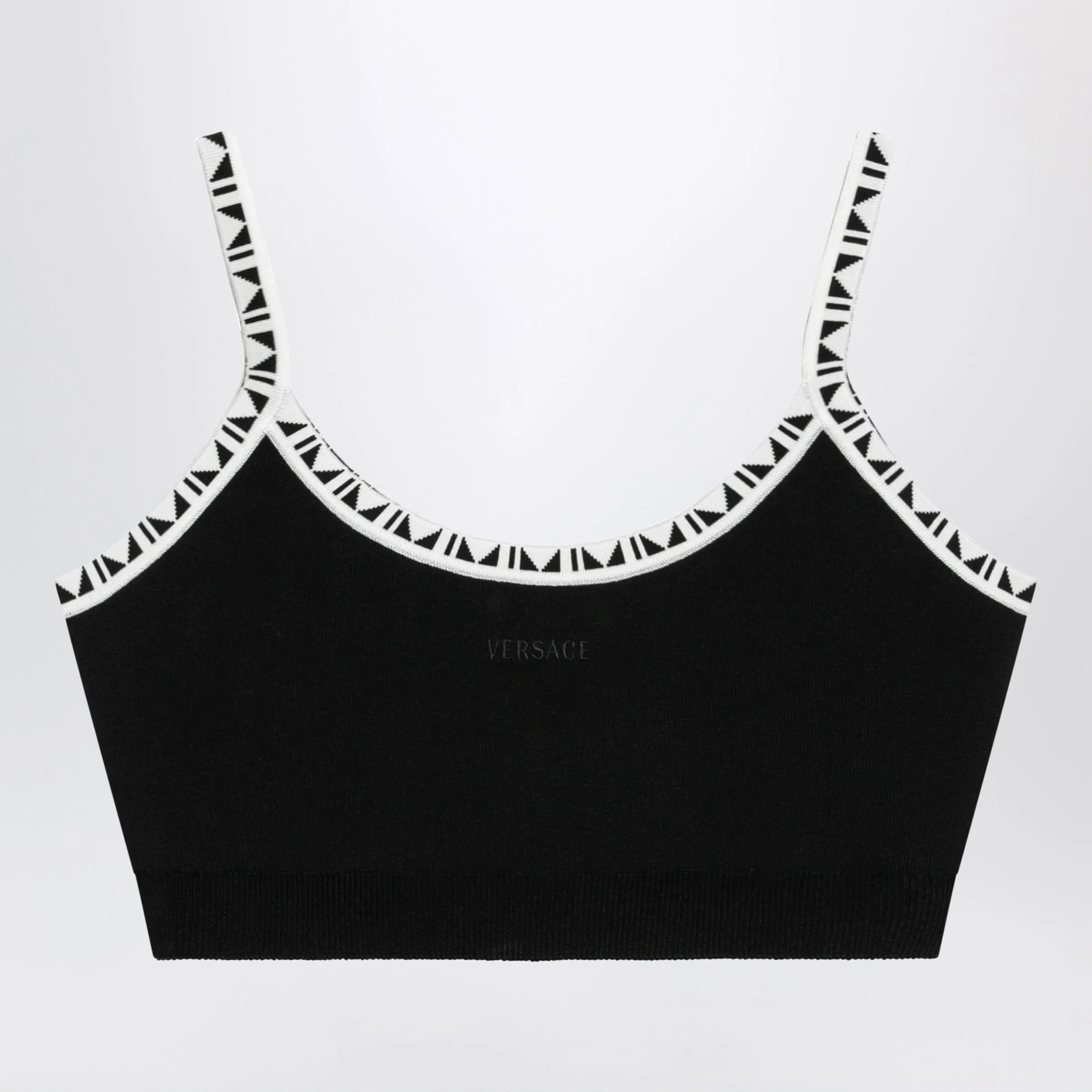 Black Viscose-Blend Cropped Top With Jacquard Details sold by Wanan Luxury