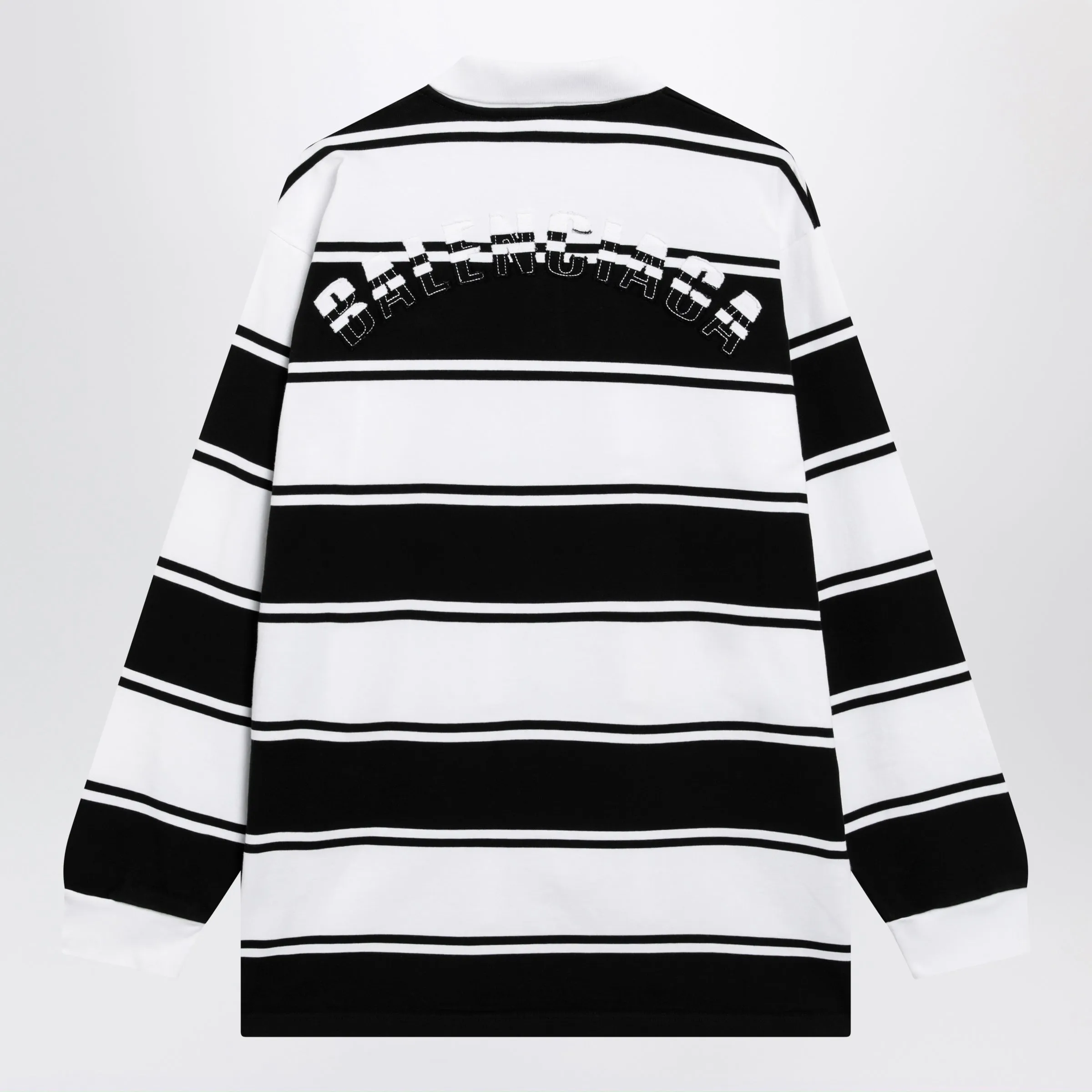 Black/White Striped Cotton Polo Shirt sold by Wanan Luxury product image thumbnail 2