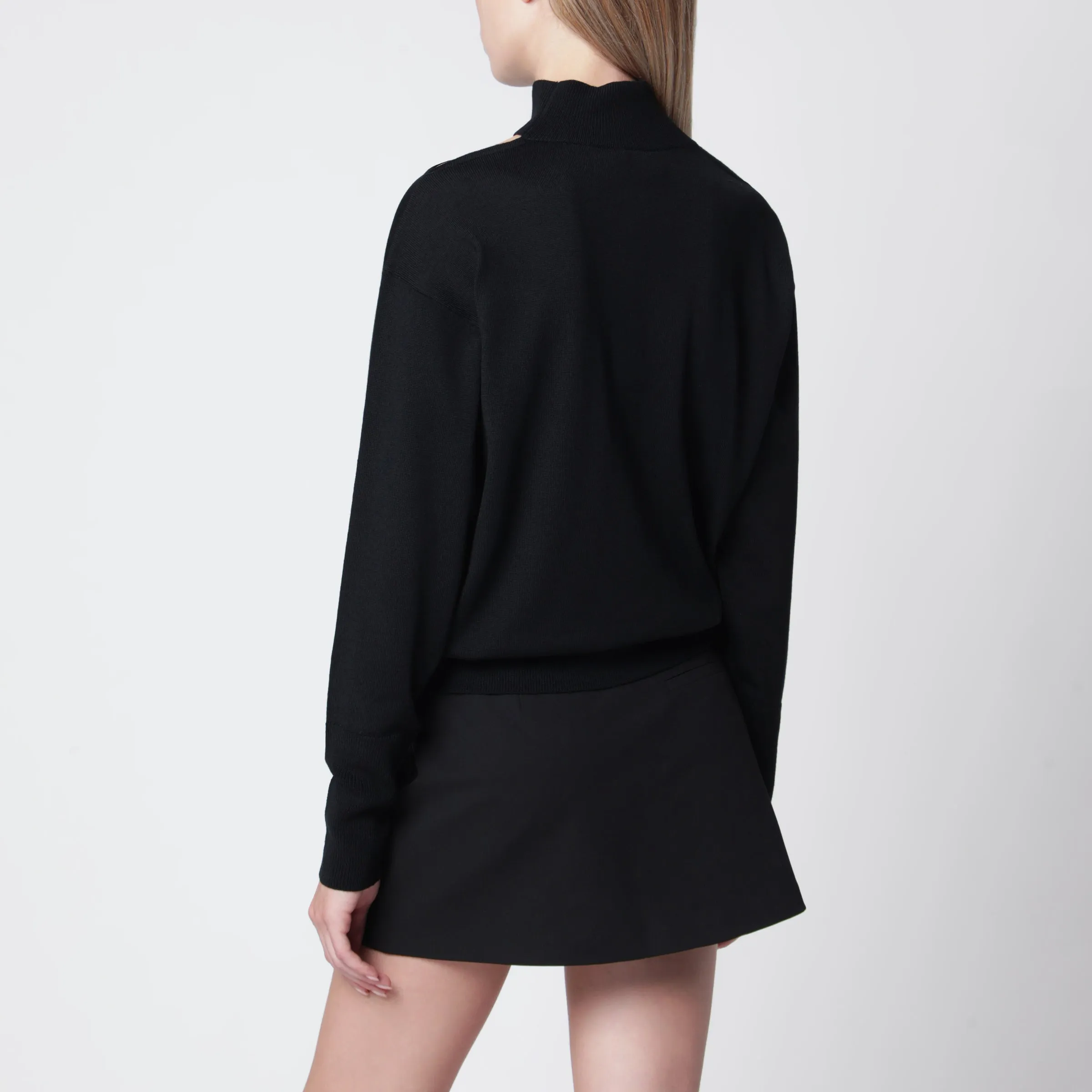 Black Merino Wool Turtleneck Sweater sold by Wanan Luxury product image thumbnail 3
