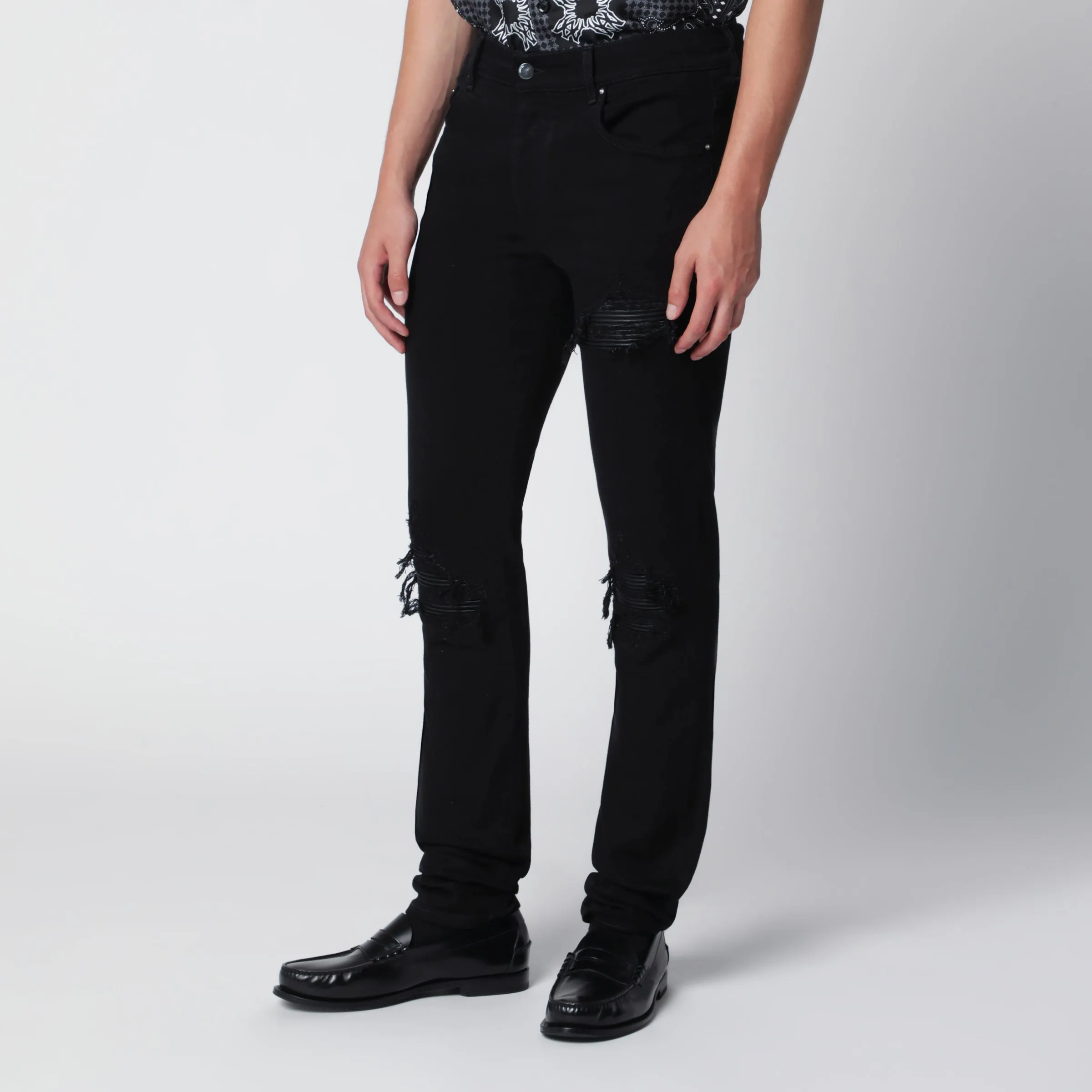 Ripped Skinny Cotton Jeans In Black sold by Wanan Luxury product image thumbnail 3