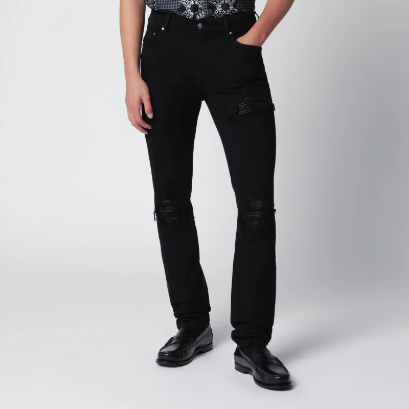 Ripped Skinny Cotton Jeans In Black made by AMIRI