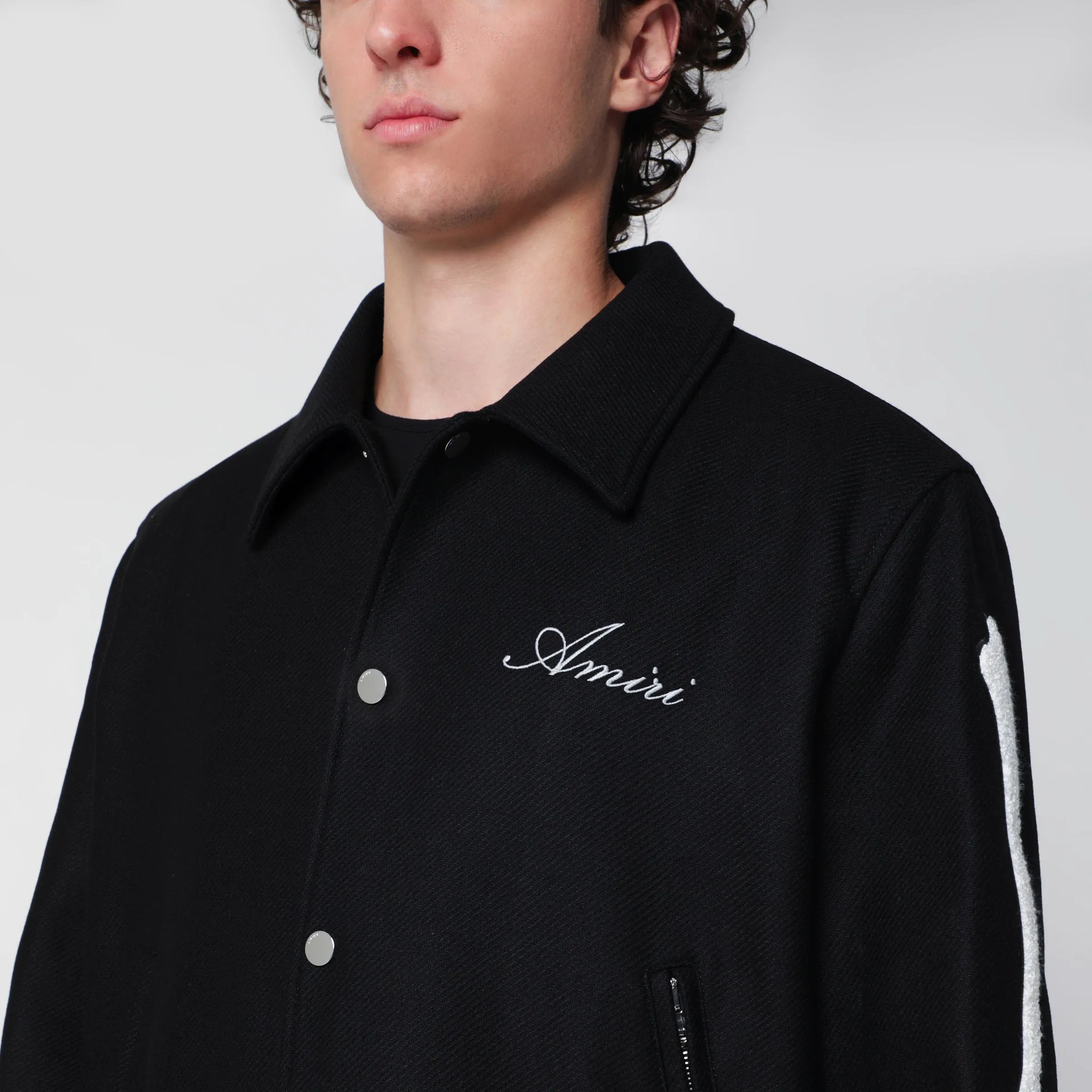 Black Wool Blend Jacket With Logo sold by Wanan Luxury product image thumbnail 2