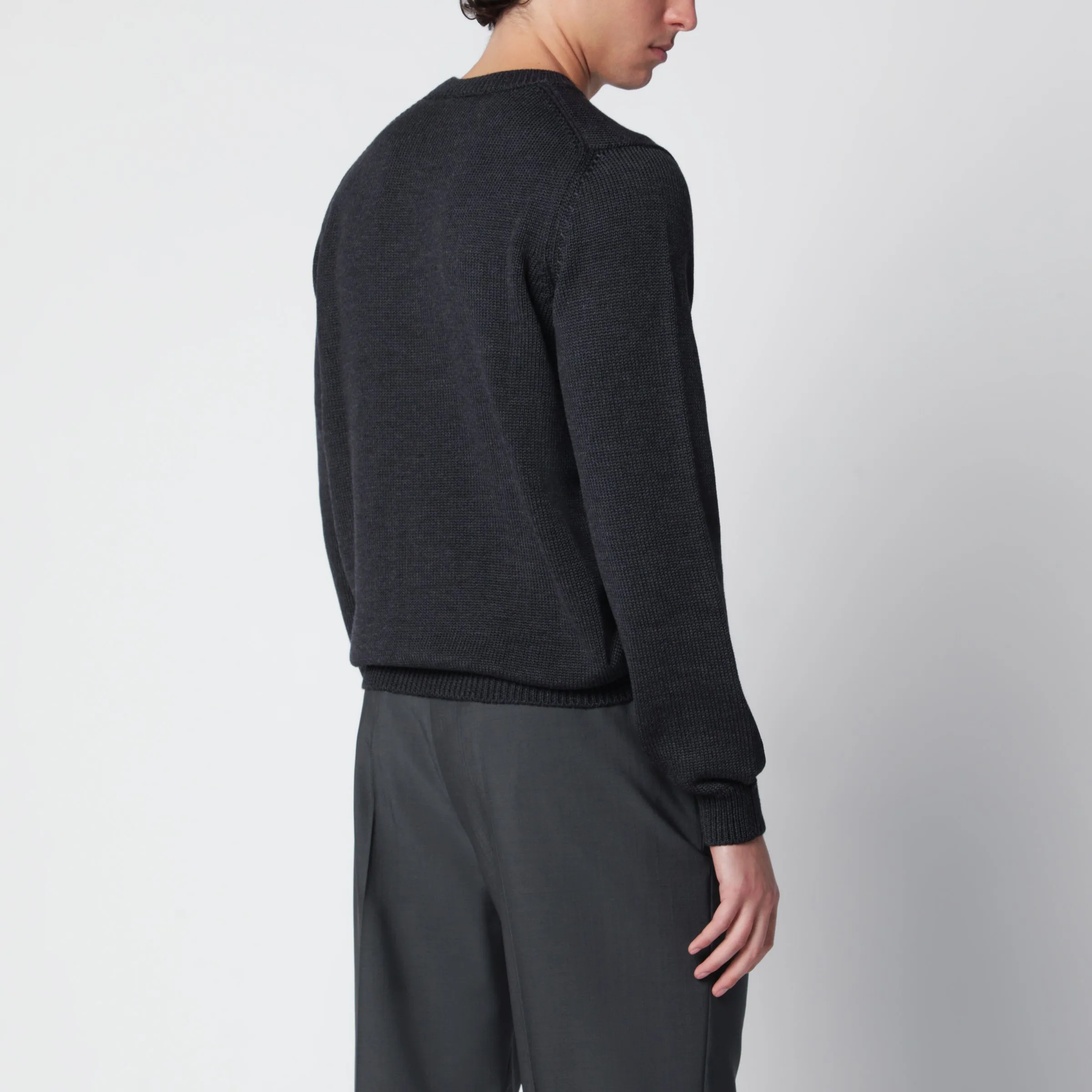 Anthracite Grey Wool Crew-Neck Sweater sold by Wanan Luxury product image thumbnail 3