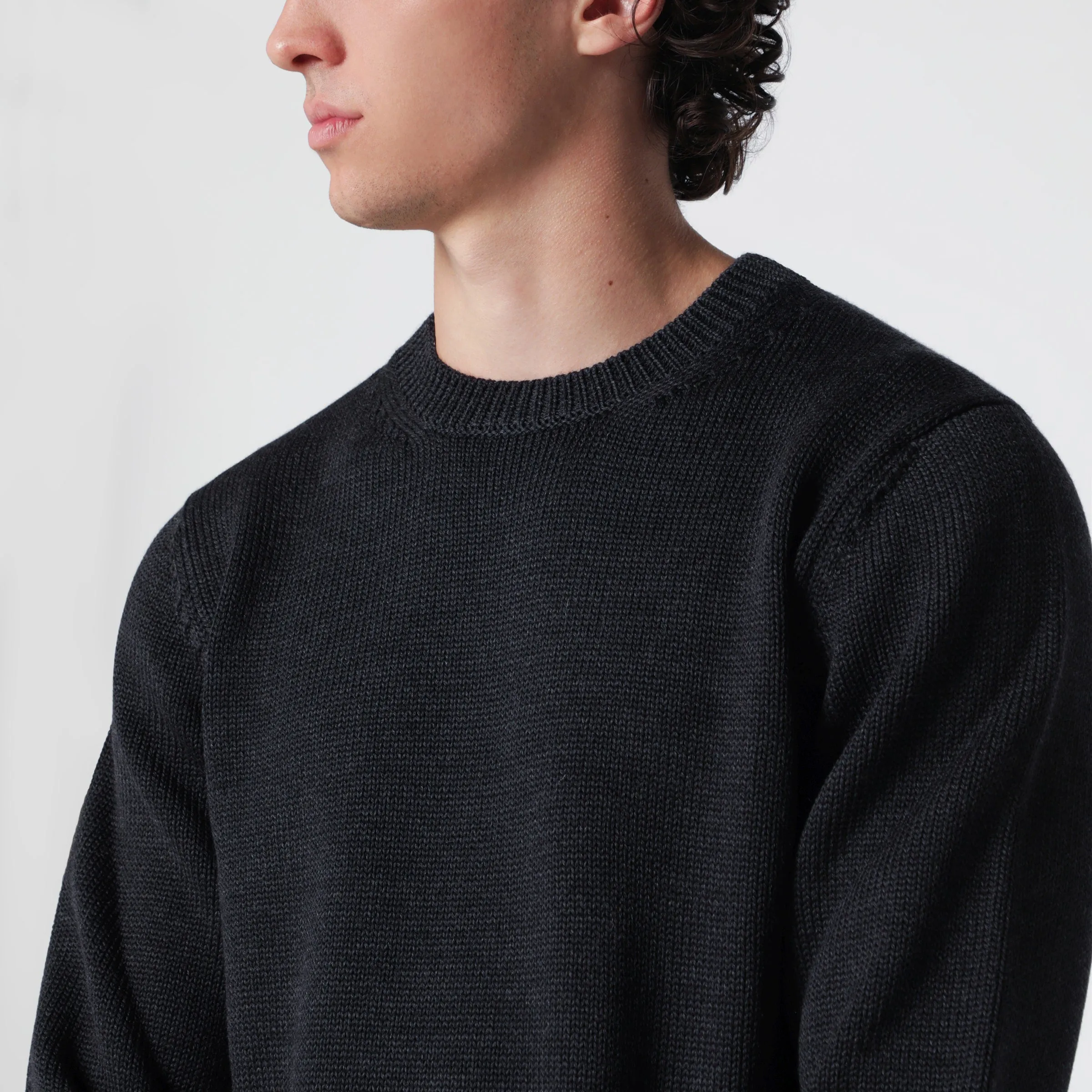 Anthracite Grey Wool Crew-Neck Sweater sold by Wanan Luxury product image thumbnail 2