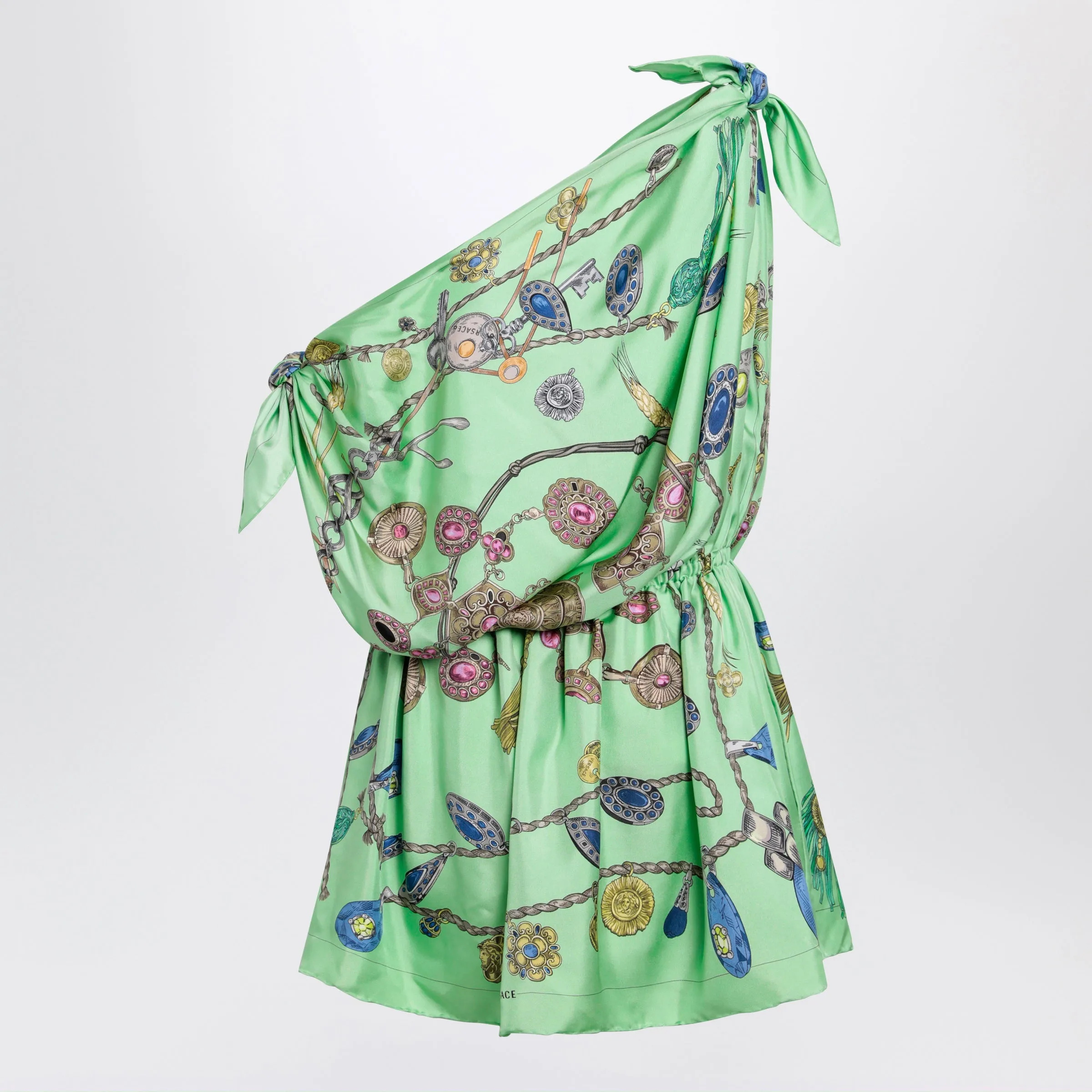 Green Printed Silk Twill Mini Dress sold by Wanan Luxury product image thumbnail 2