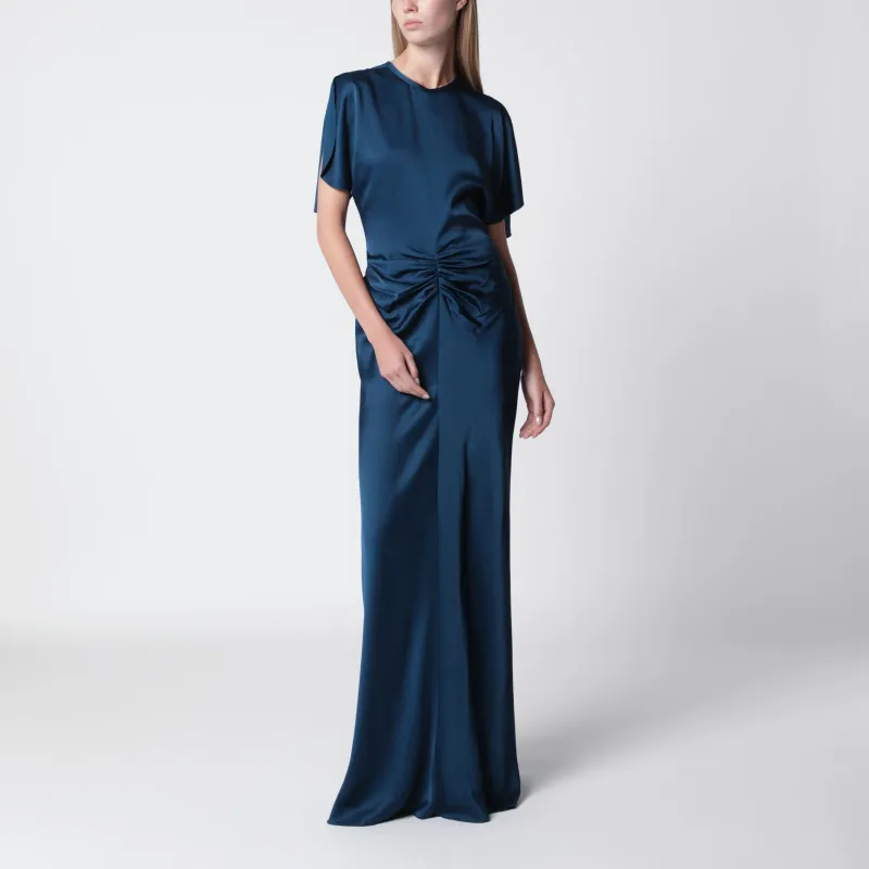 Ocean Blue Isabella Satin Crêpe Maxi Dress made by Victoria Beckham
