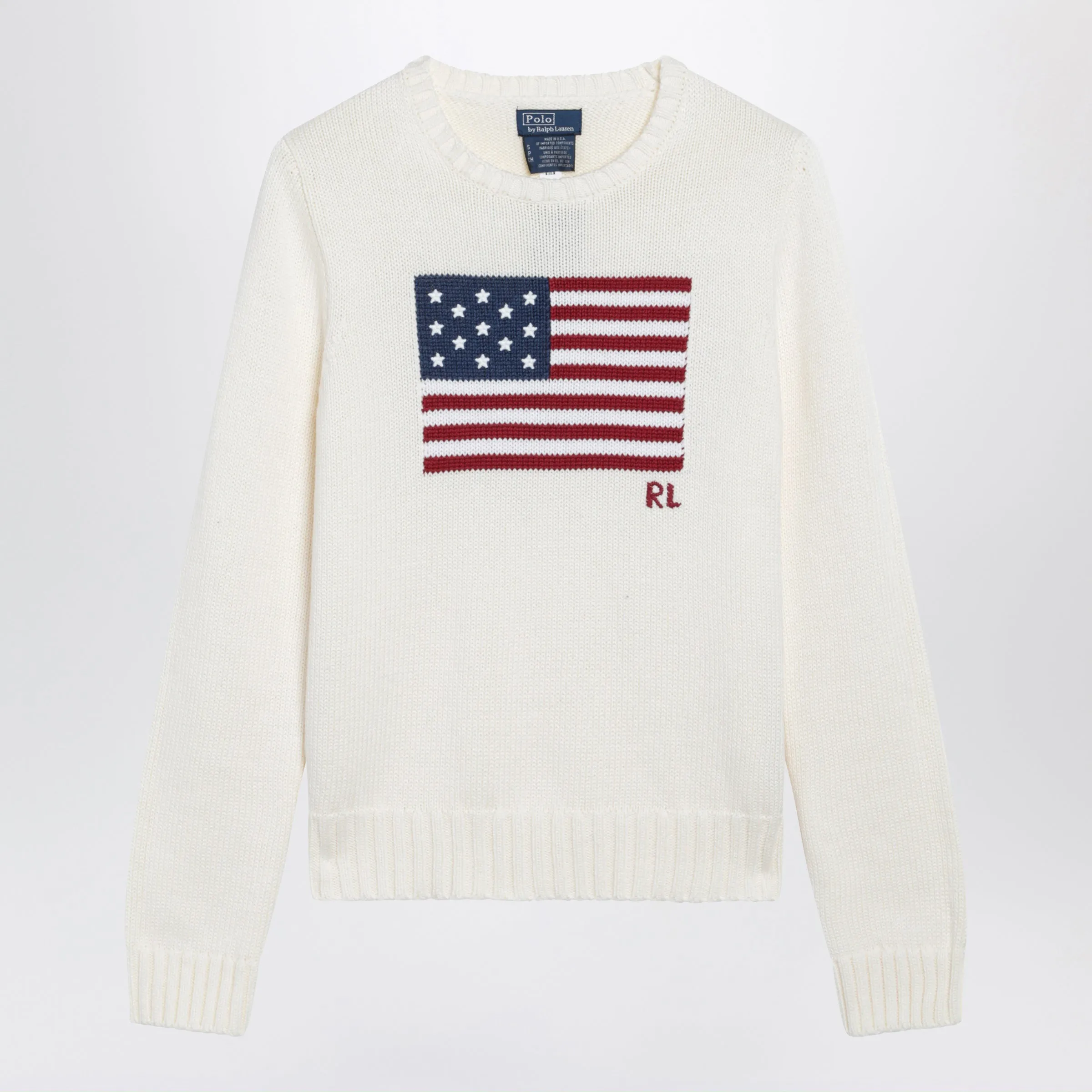 Tommy Hilfiger Cream Sweater With Flag Motif sold by Wanan Luxury