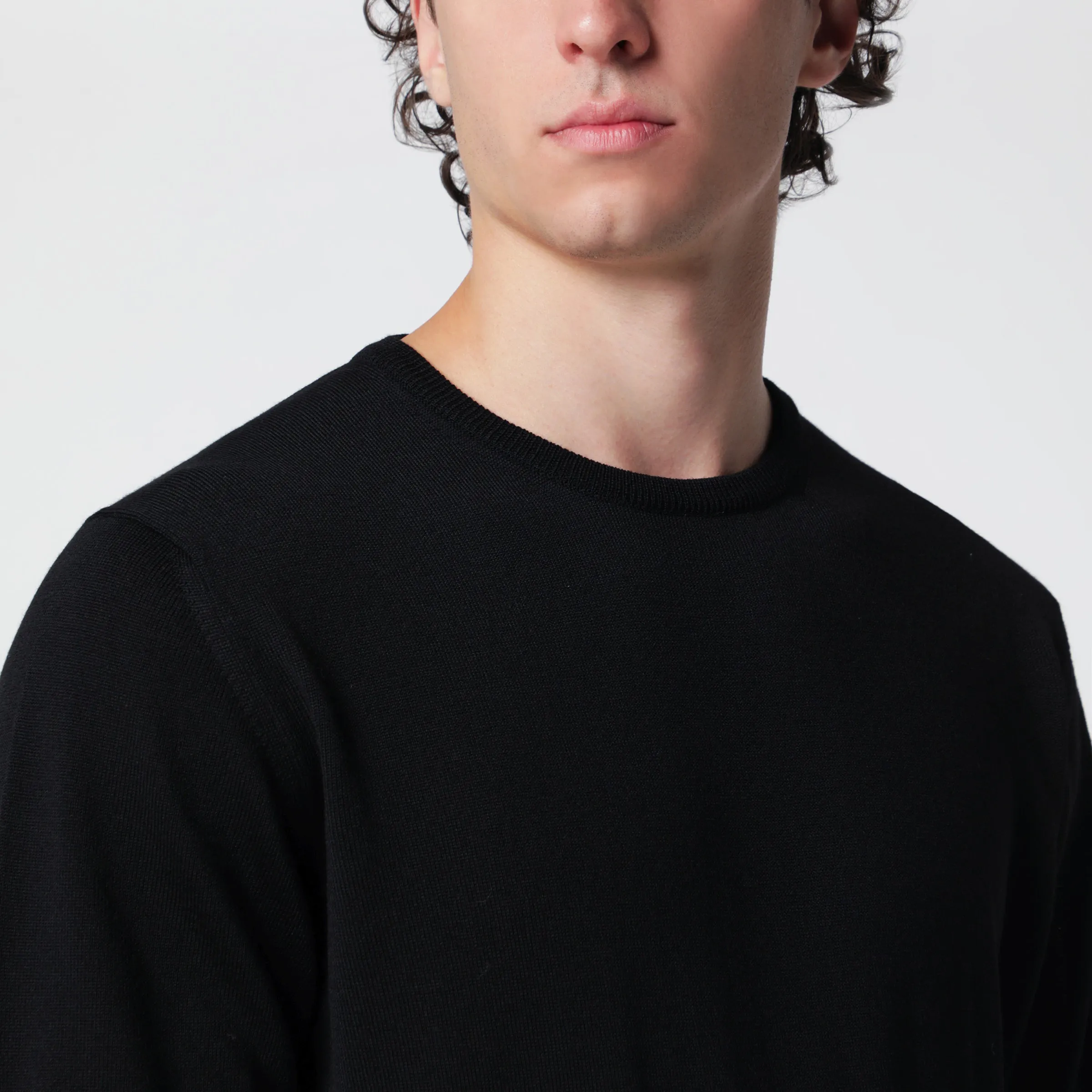 Black Wool Crew-Neck Knit Sweater sold by Wanan Luxury product image thumbnail 2