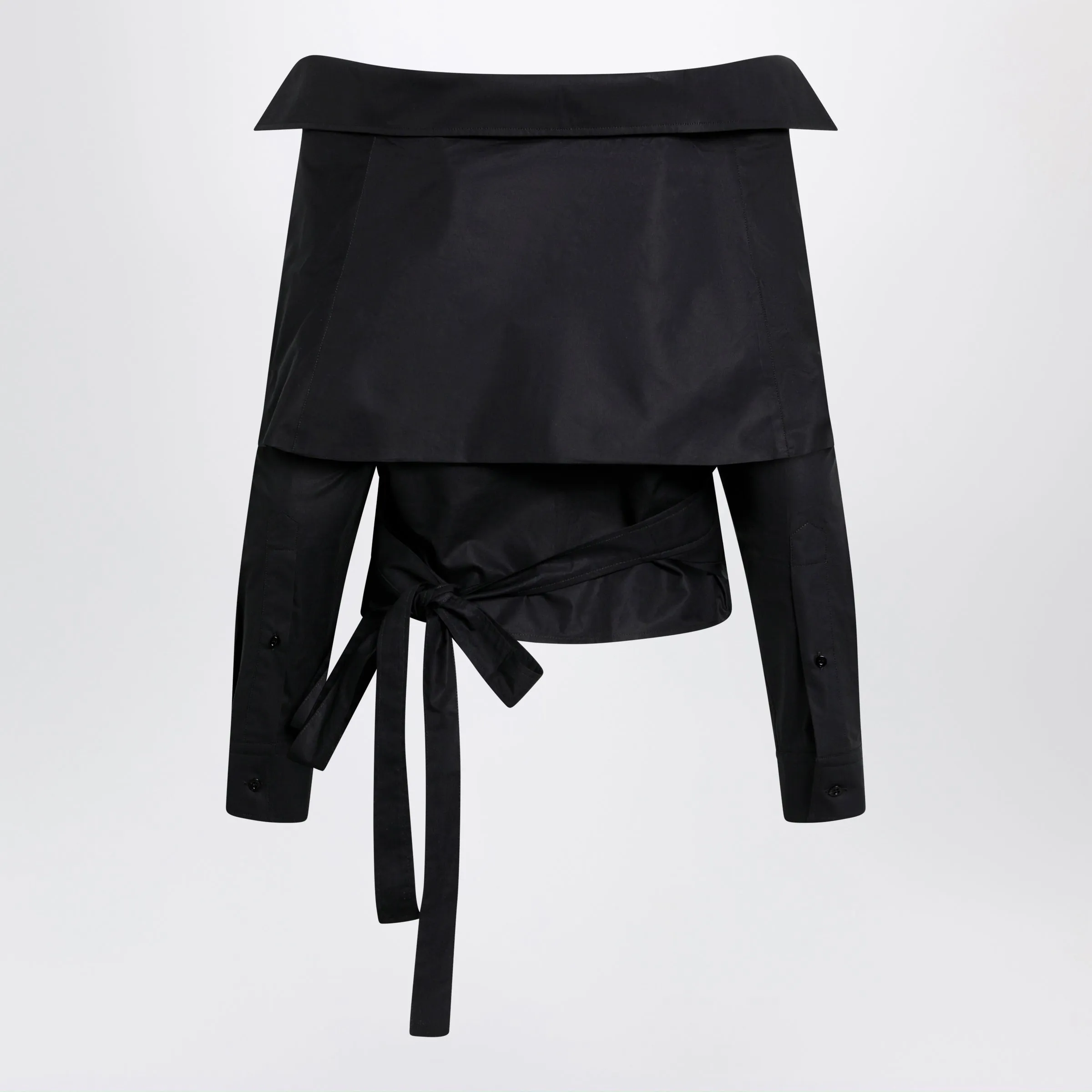 Off-Shoulder Wrap Shirt In Black sold by Wanan Luxury product image thumbnail 2
