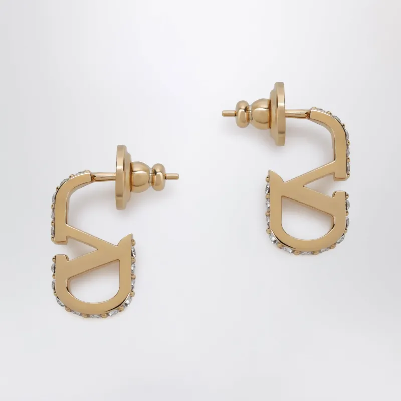 Gold-Tone V Logo Signature Earrings With Crystals made by Valentino Garavani
