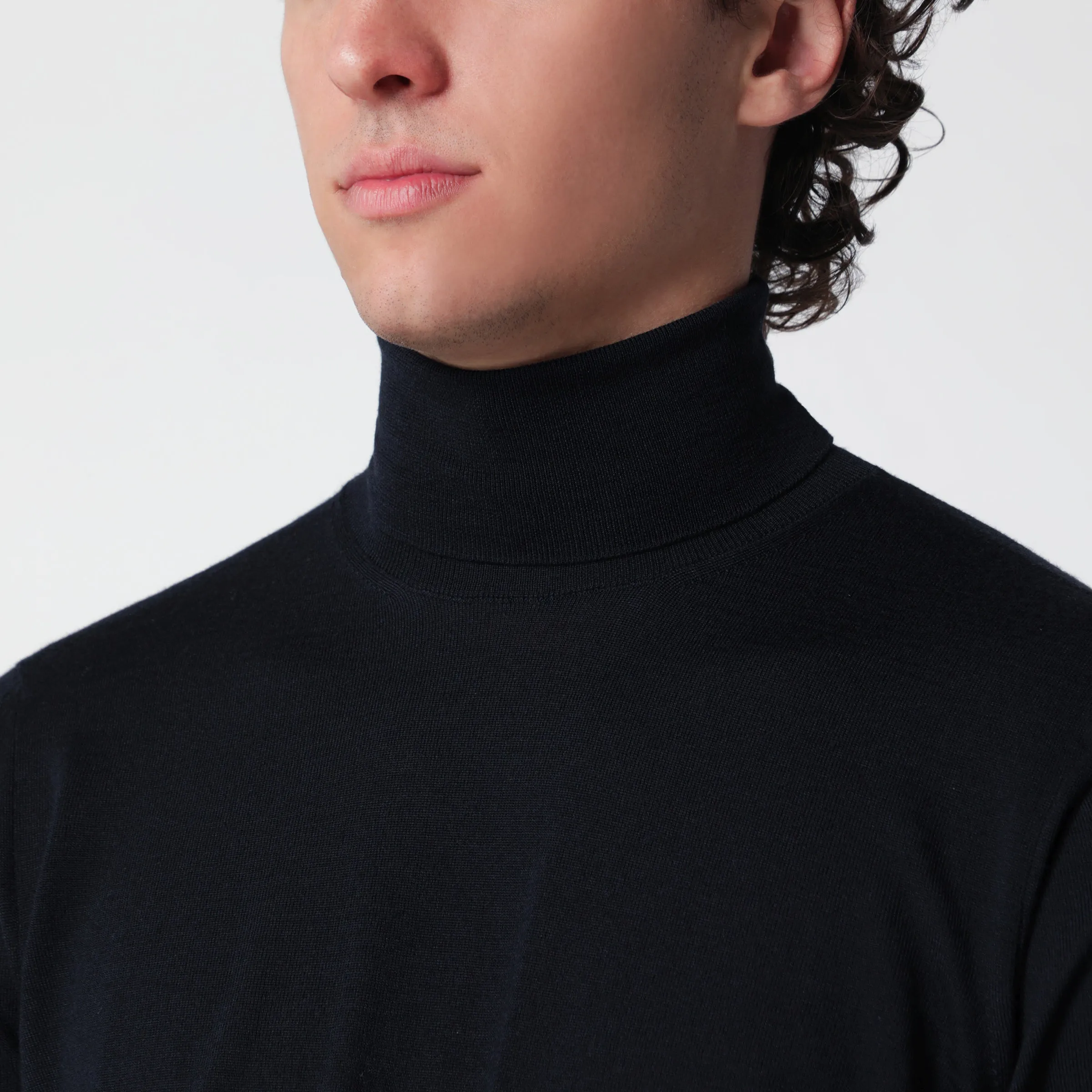 Navy Blue Wool Turtleneck Sweater sold by Wanan Luxury product image thumbnail 2