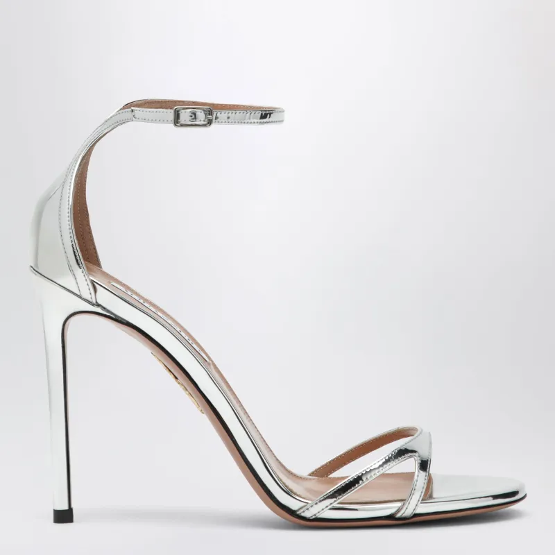 Nuda 85 Sandals In Silver Metallic Leather made by Aquazzura