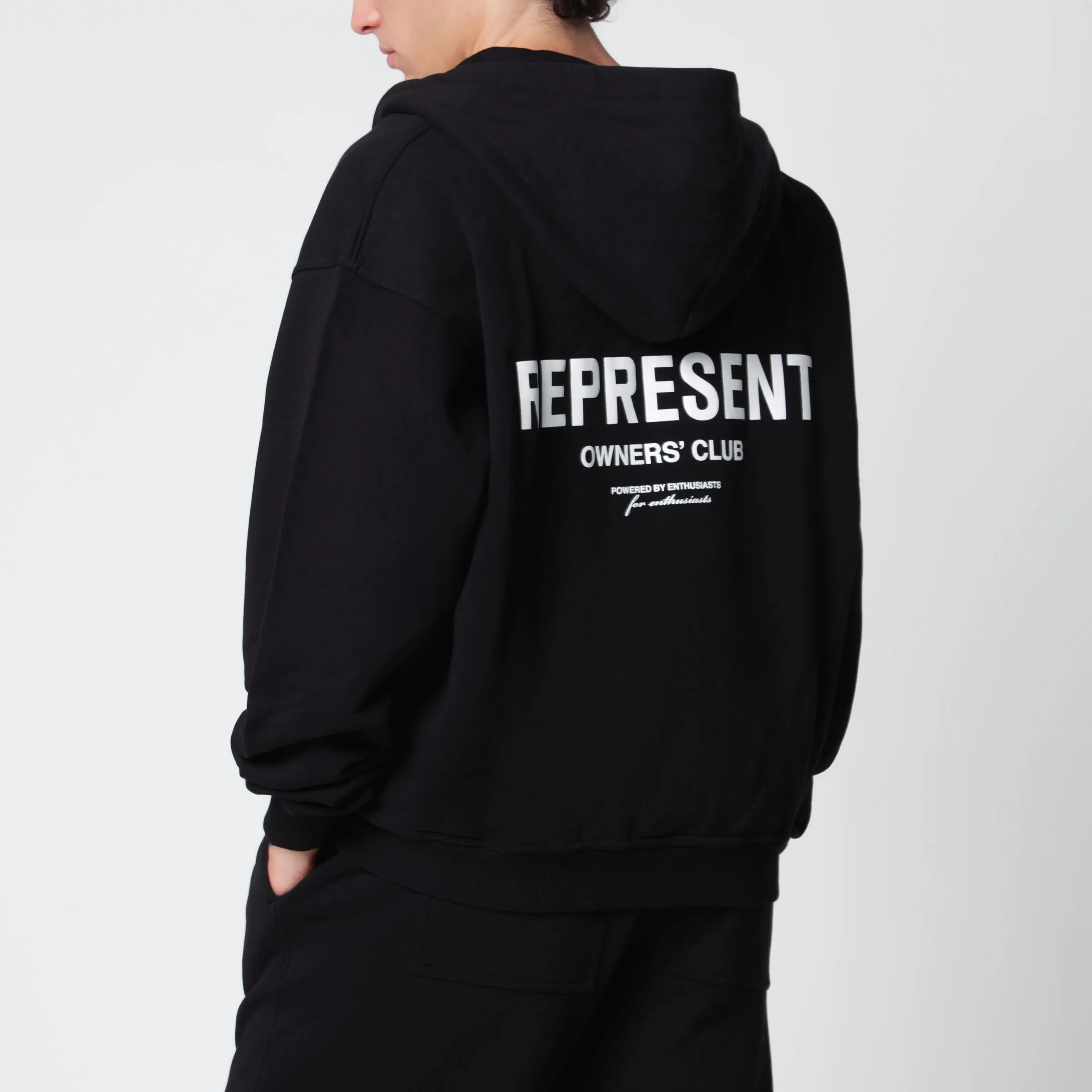 Black Cotton Zip-Up Hoodie sold by Wanan Luxury product image thumbnail 3