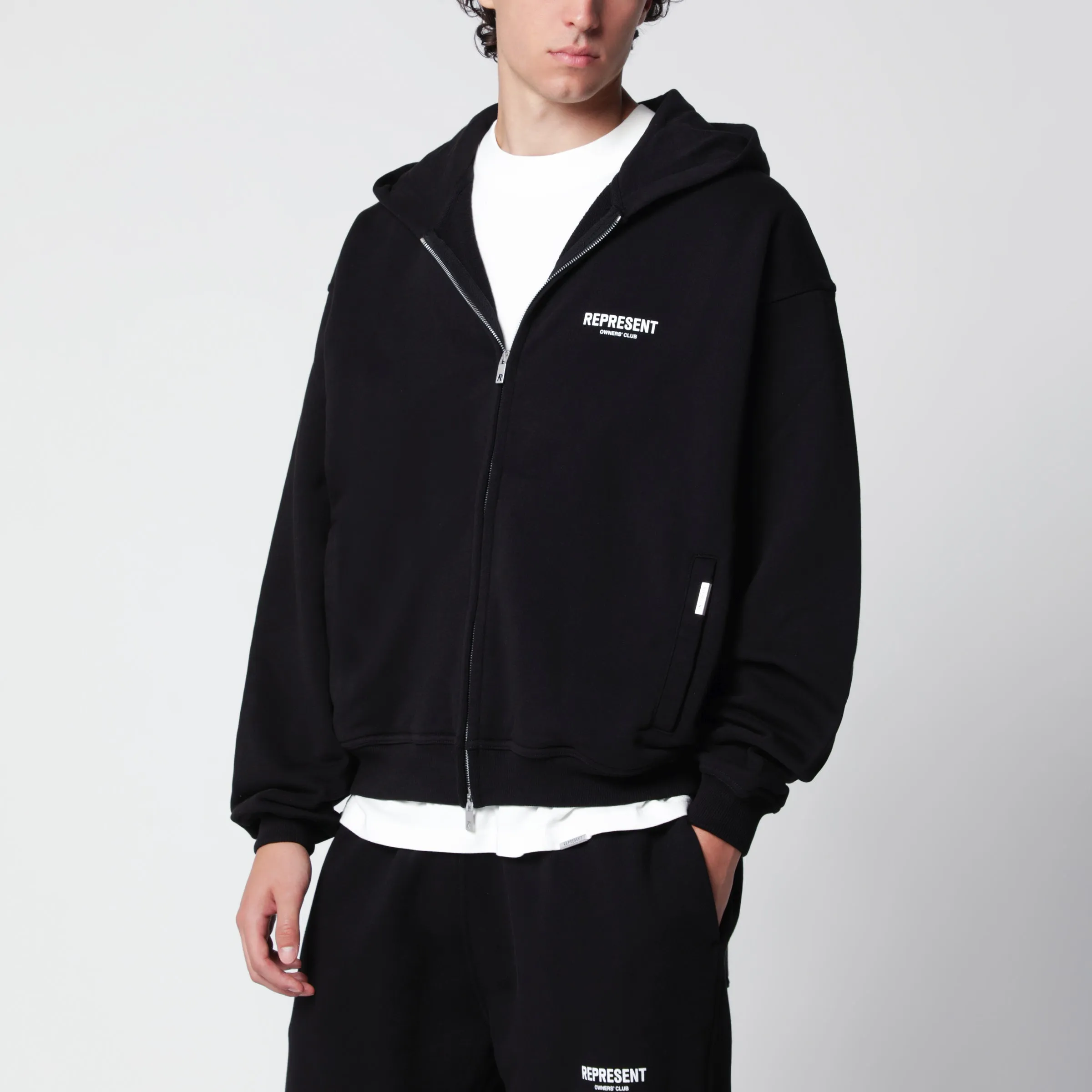 Black Cotton Zip-Up Hoodie sold by Wanan Luxury