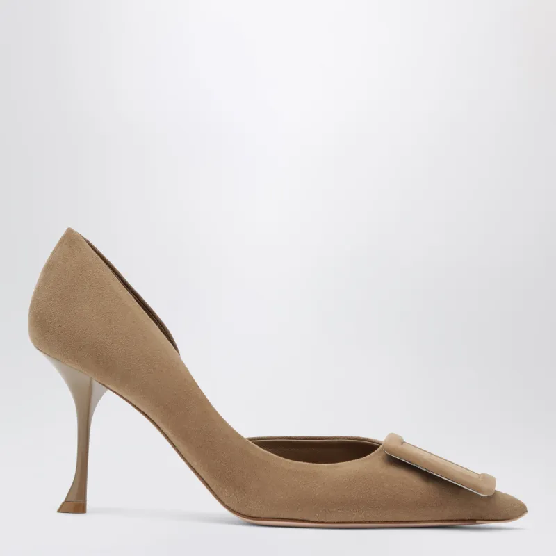 Viv Ville Dorsay Suede Pumps In Tobacco Brown made by Roger Vivier