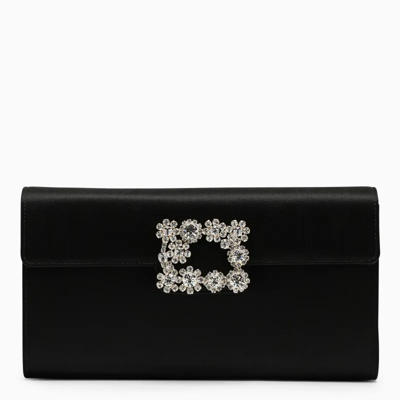 Black Satin Clutch Bag With Buckle made by Roger Vivier