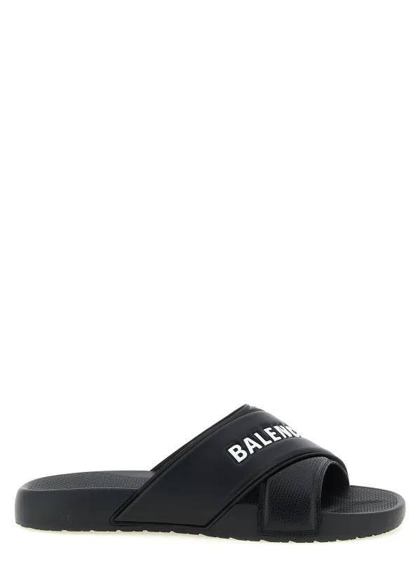 Sporty Pool Sandals White/Black made by Balenciaga