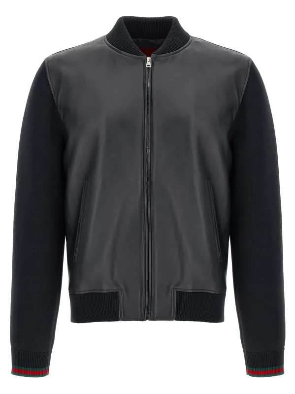 Bomber Jacket With Tassel And Sweater Puffer Jackets Blue made by Gucci