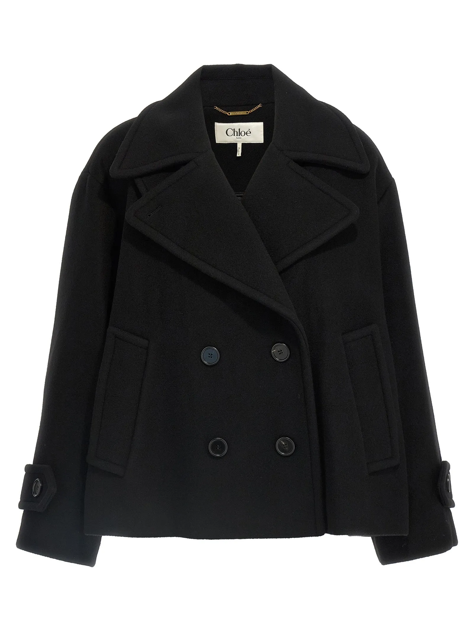 Double Breasted Wool Coat Coats And Trench Coats Black sold by Wanan Luxury