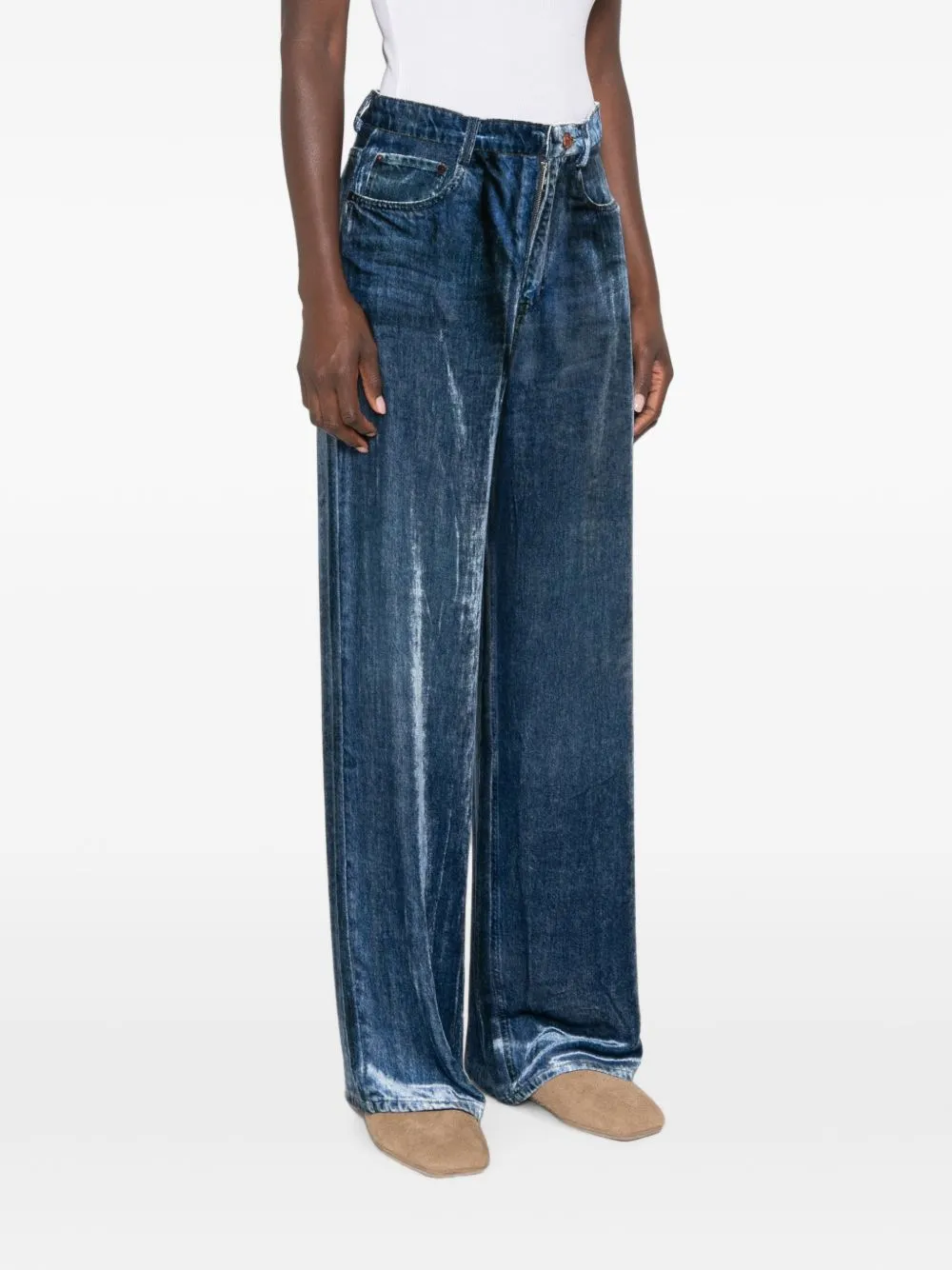 Denim Print Wide-Leg Trousers sold by Wanan Luxury product image thumbnail 4