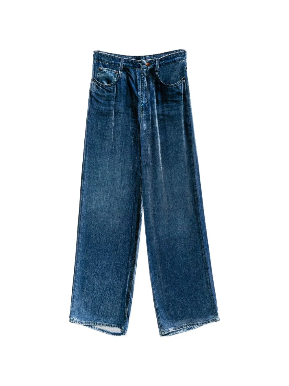Denim Print Wide-Leg Trousers sold by Wanan Luxury