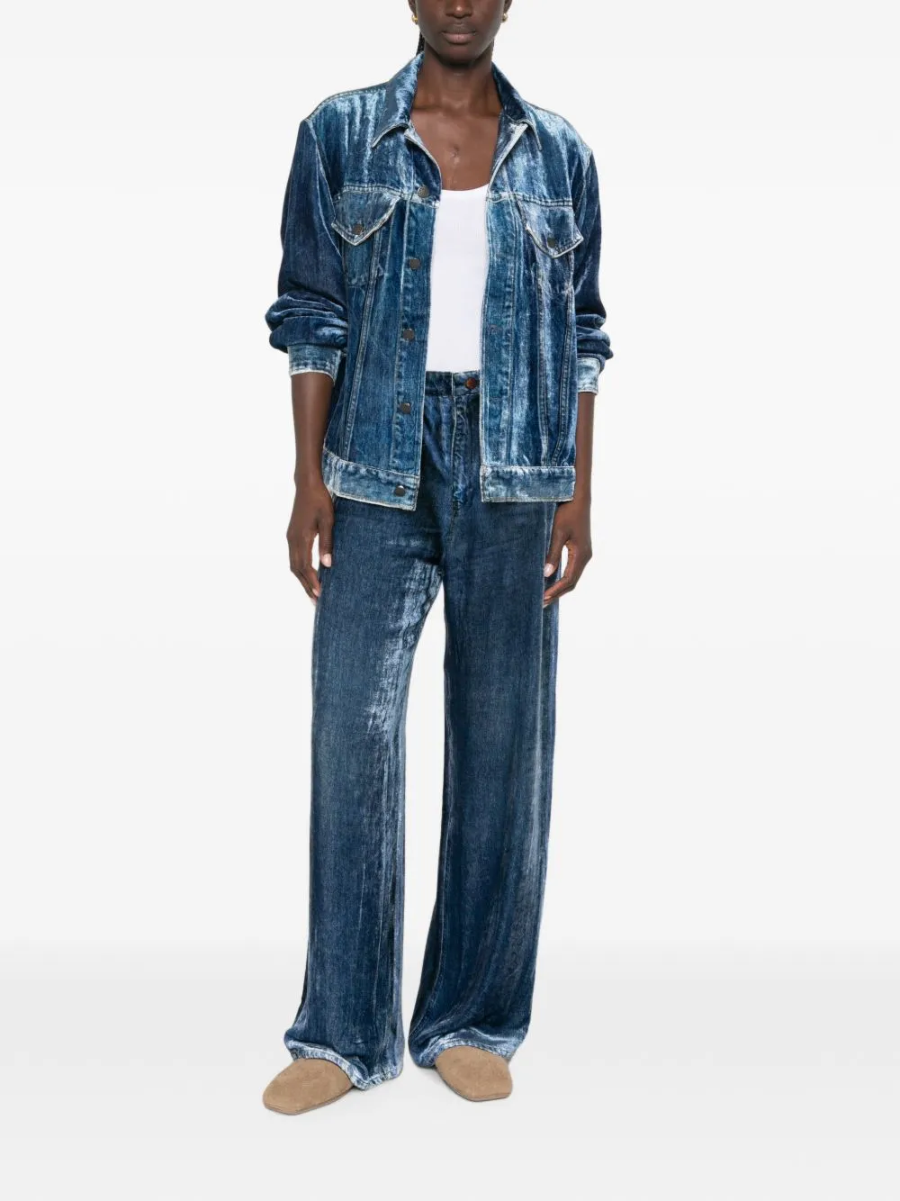 Denim Print Wide-Leg Trousers sold by Wanan Luxury product image thumbnail 5