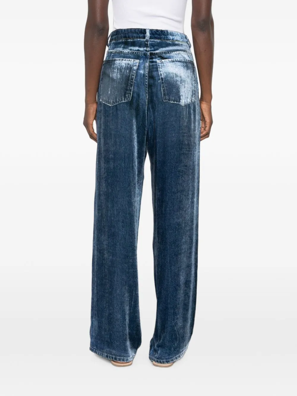 Denim Print Wide-Leg Trousers sold by Wanan Luxury product image thumbnail 3