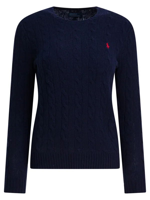 Crew-Neck Sweater With Logo Made Of Wool And Cashmere Knitwear Blue made by Polo by Ralph Lauren