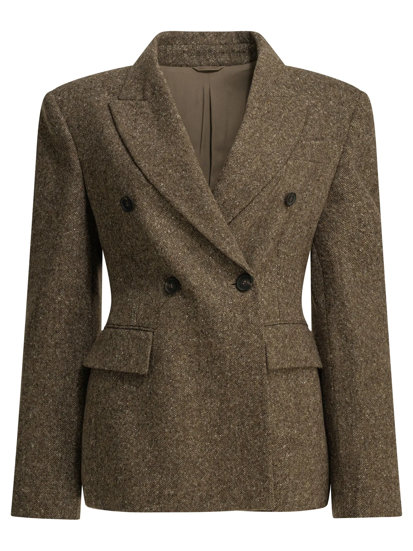 Double-Breasted Wool Blazer Jackets And Coats Brown sold by Wanan Luxury