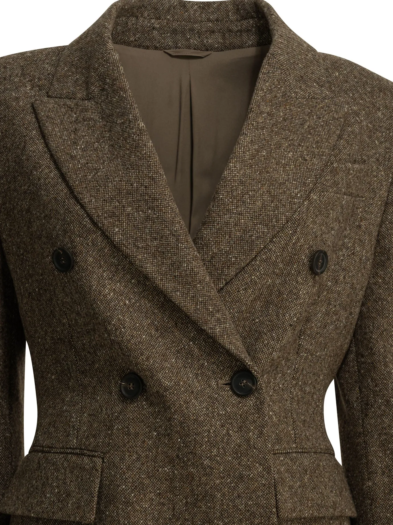 Double-Breasted Wool Blazer Jackets And Coats Brown sold by Wanan Luxury product image thumbnail 3